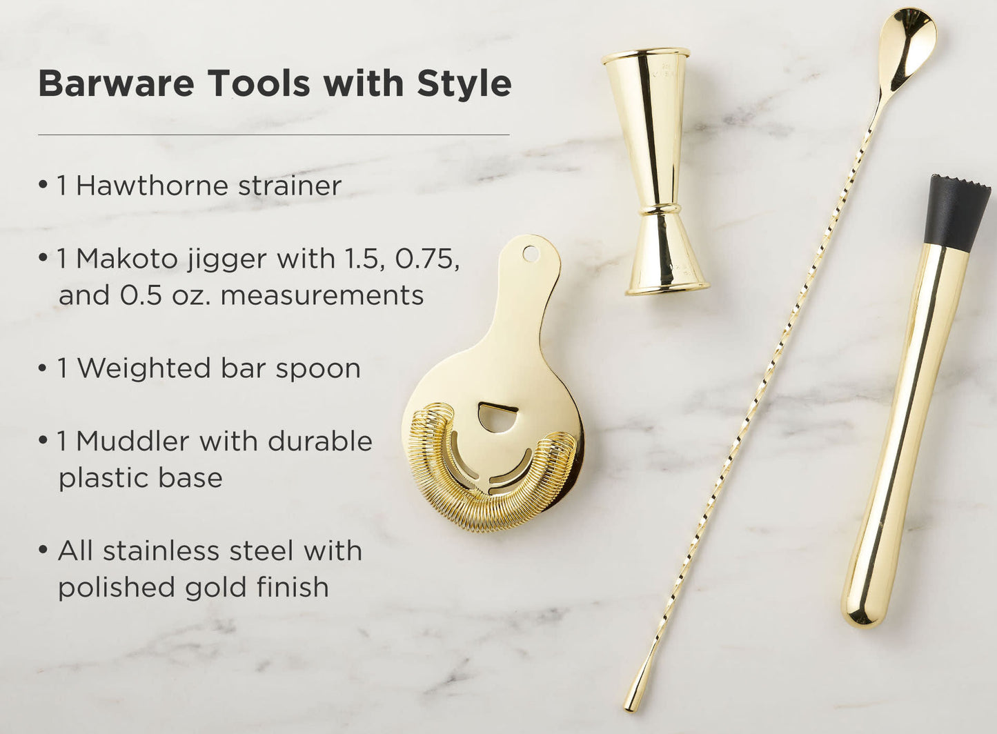 7- Piece Bar Essentials Set - Gold
