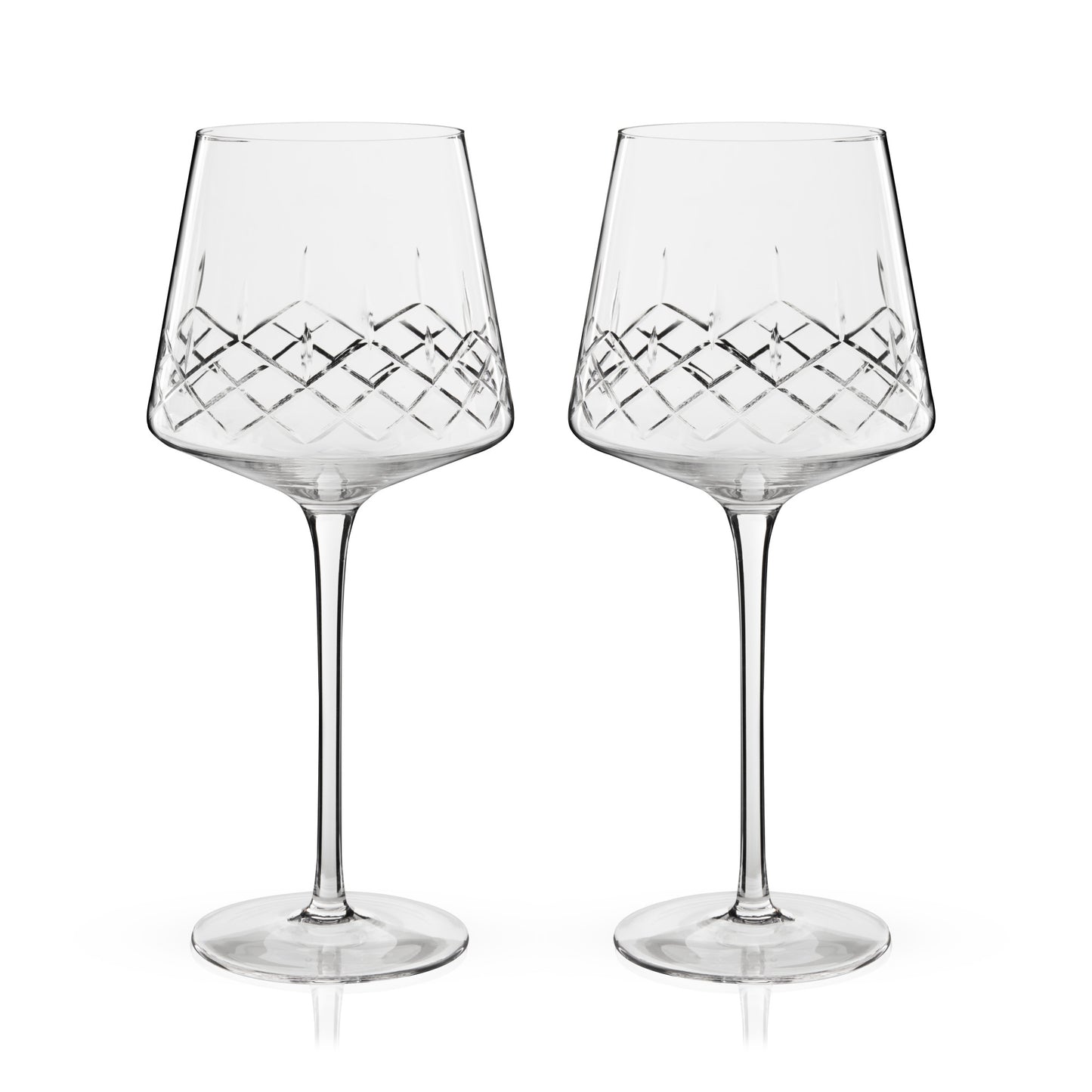 Admiral Cut Crystal Burgundy Wine Glasses – Set of 2