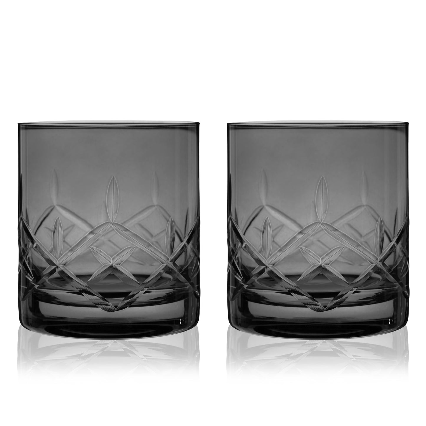 Admiral Cut Crystal Rocks Glasses in Smoke – Set of 2