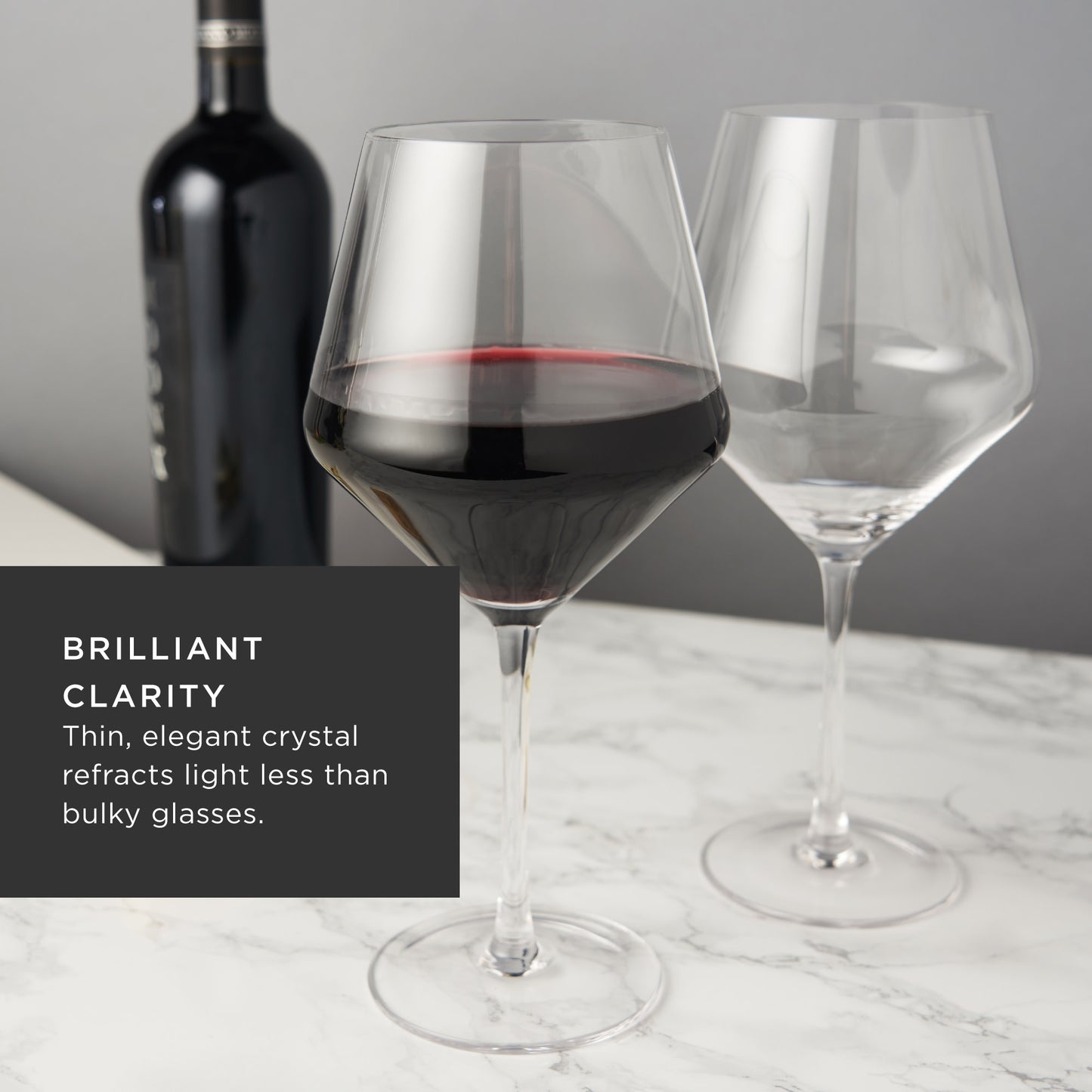 Angled Crystal Burgundy Glasses