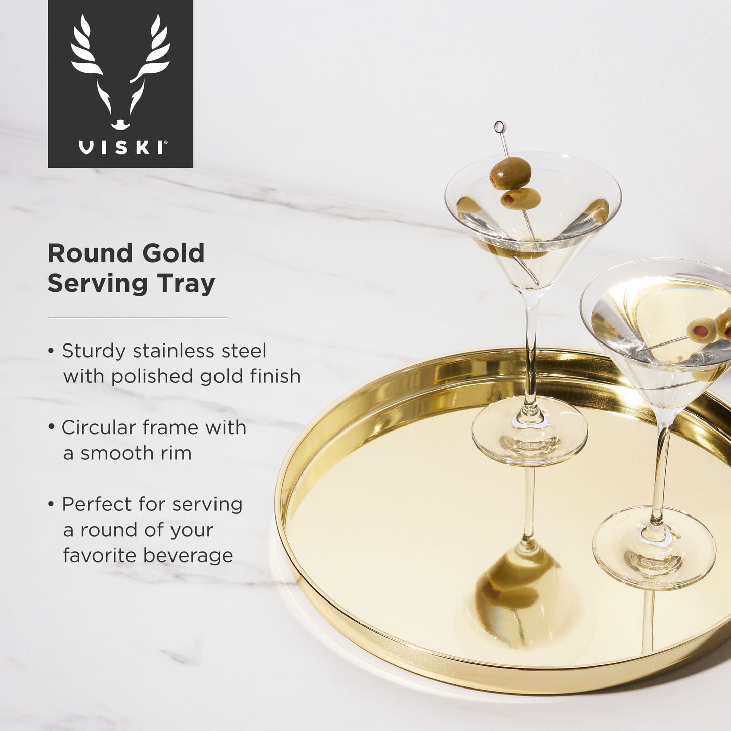 Belmont Round Serving Tray - Gold