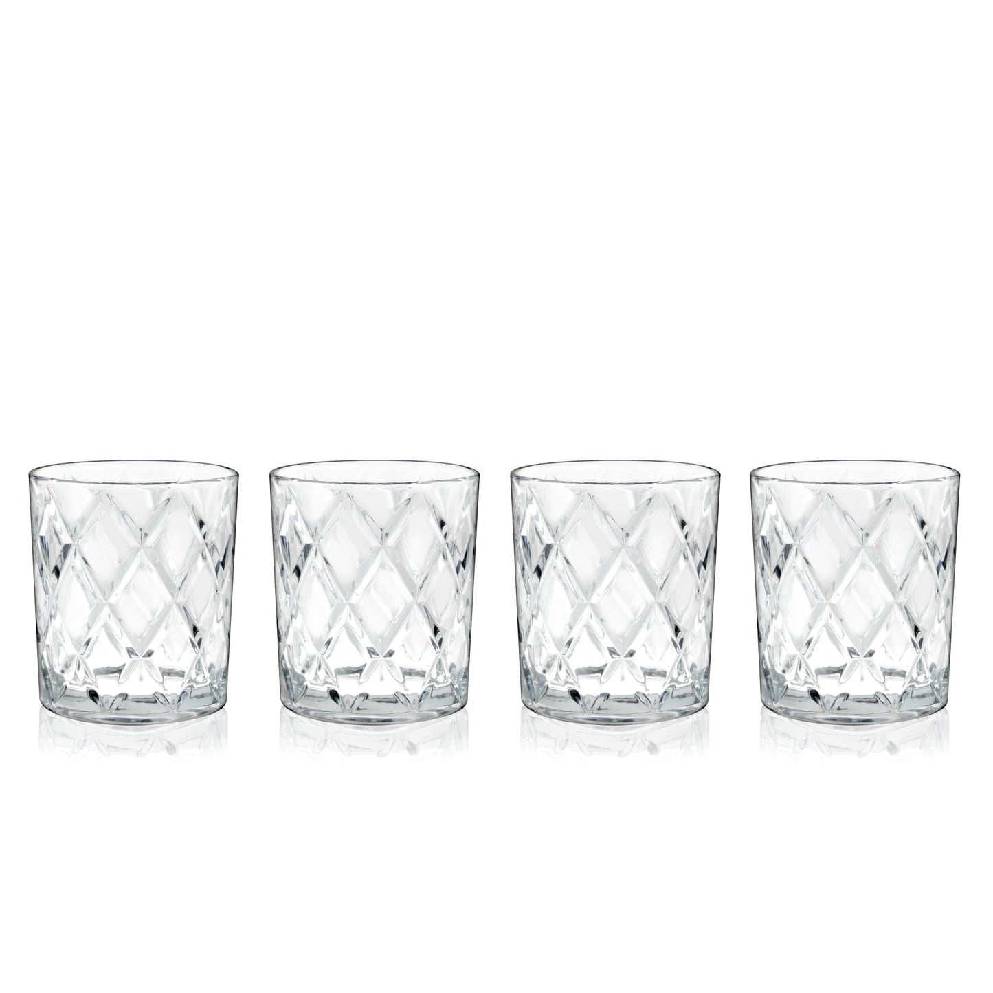 Diamond-Cut Scotch Glasses – Set of 4