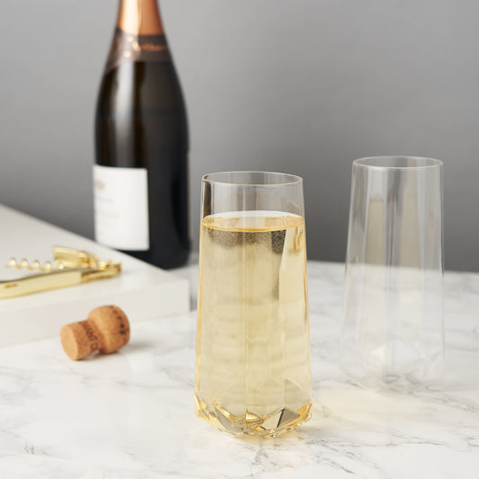Faceted Crystal Stemless Champagne Glasses