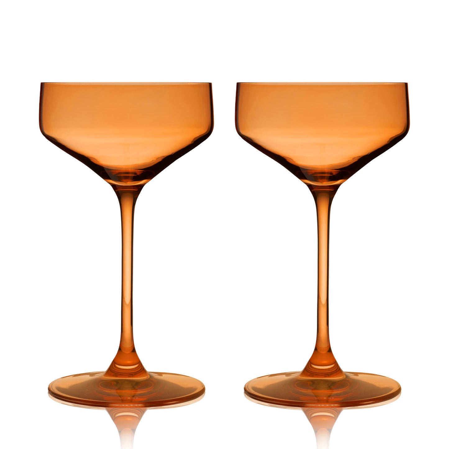 Reserve Nouveau Crystal Coupes in Amber – Set of 2