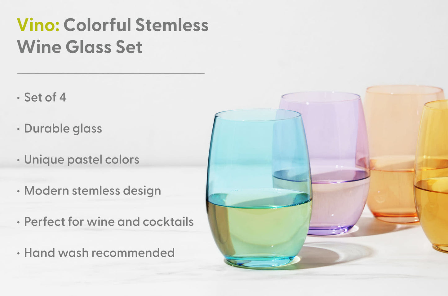 Vino Stemless Wine Glasses - Set of 4