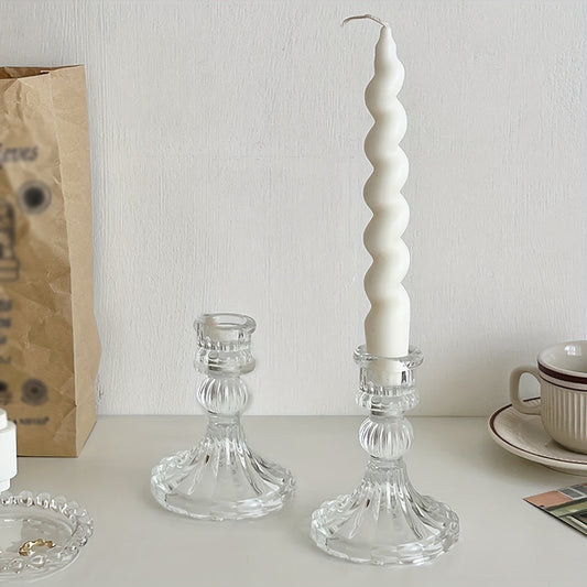 Scandinavian Glass Diamond Candle Holder