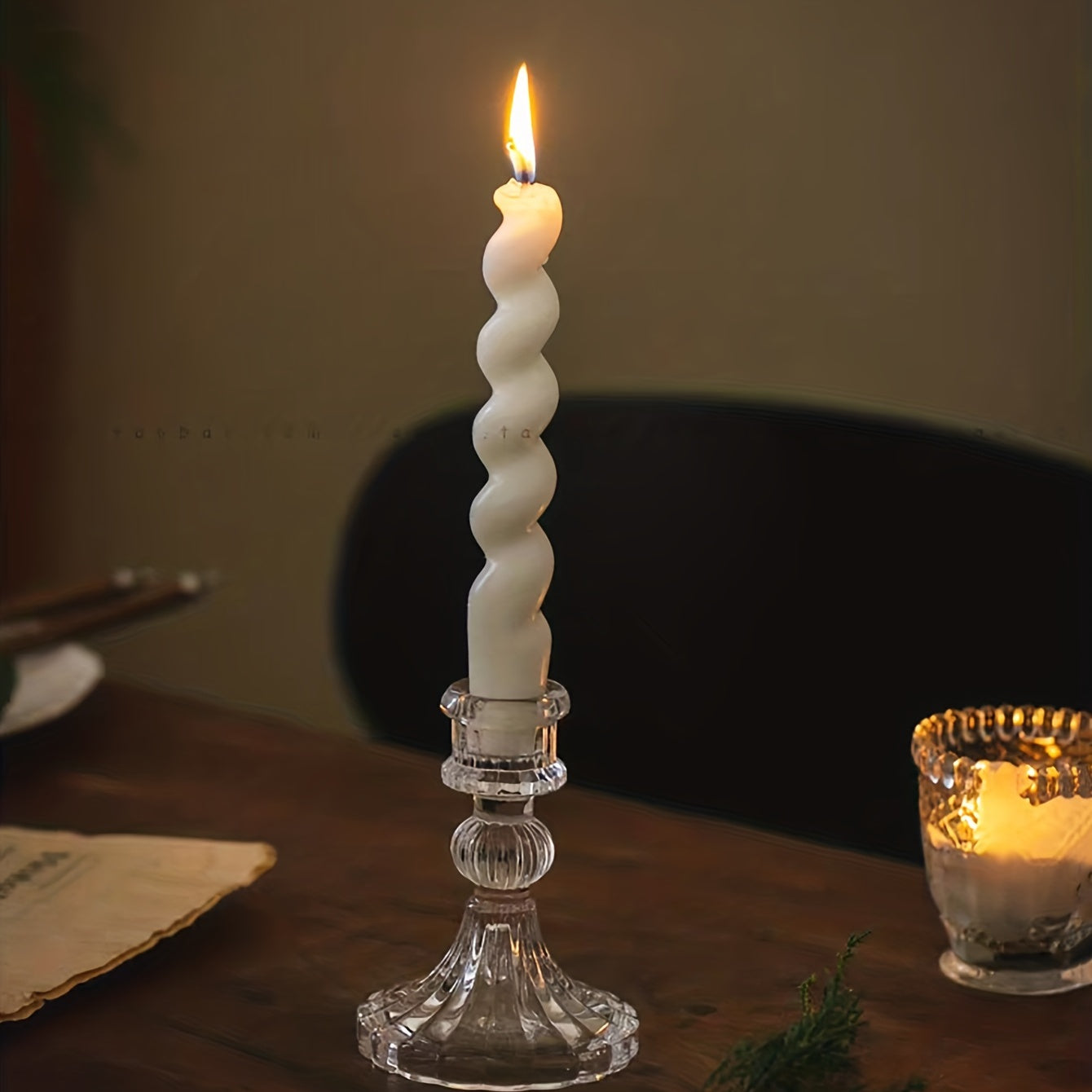 Scandinavian Glass Diamond Candle Holder