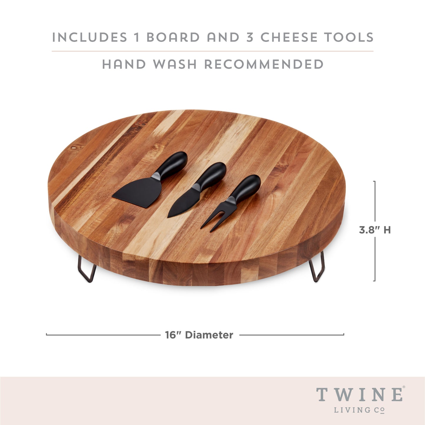 Acacia Footed Cheese Board & Knife Set