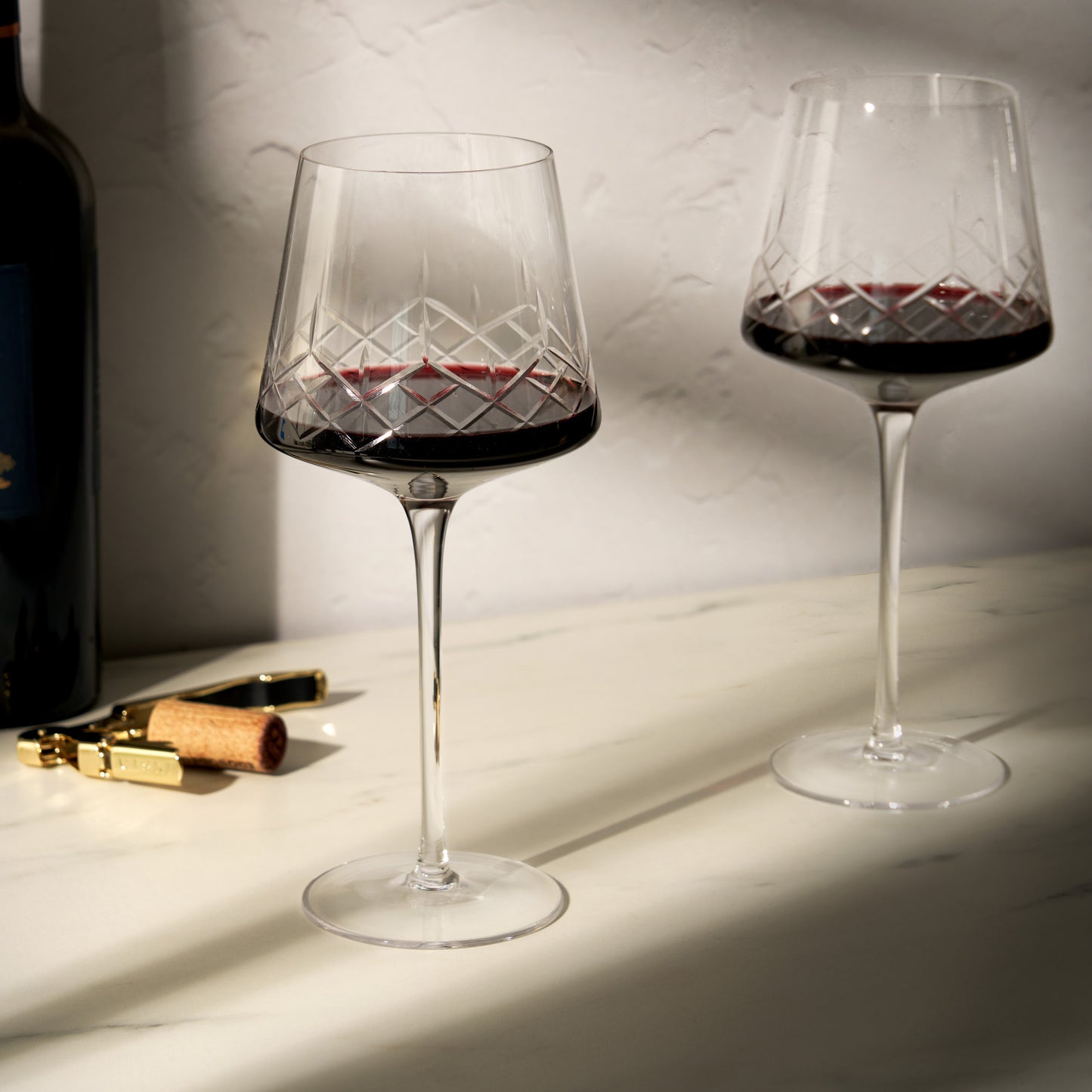 Admiral Cut Crystal Burgundy Wine Glasses – Set of 2