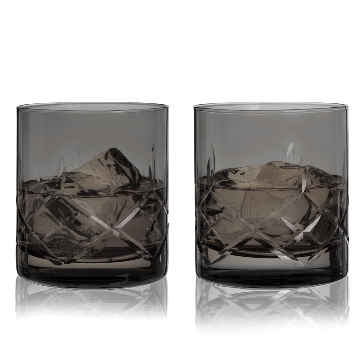 Admiral Cut Crystal Rocks Glasses in Smoke – Set of 2