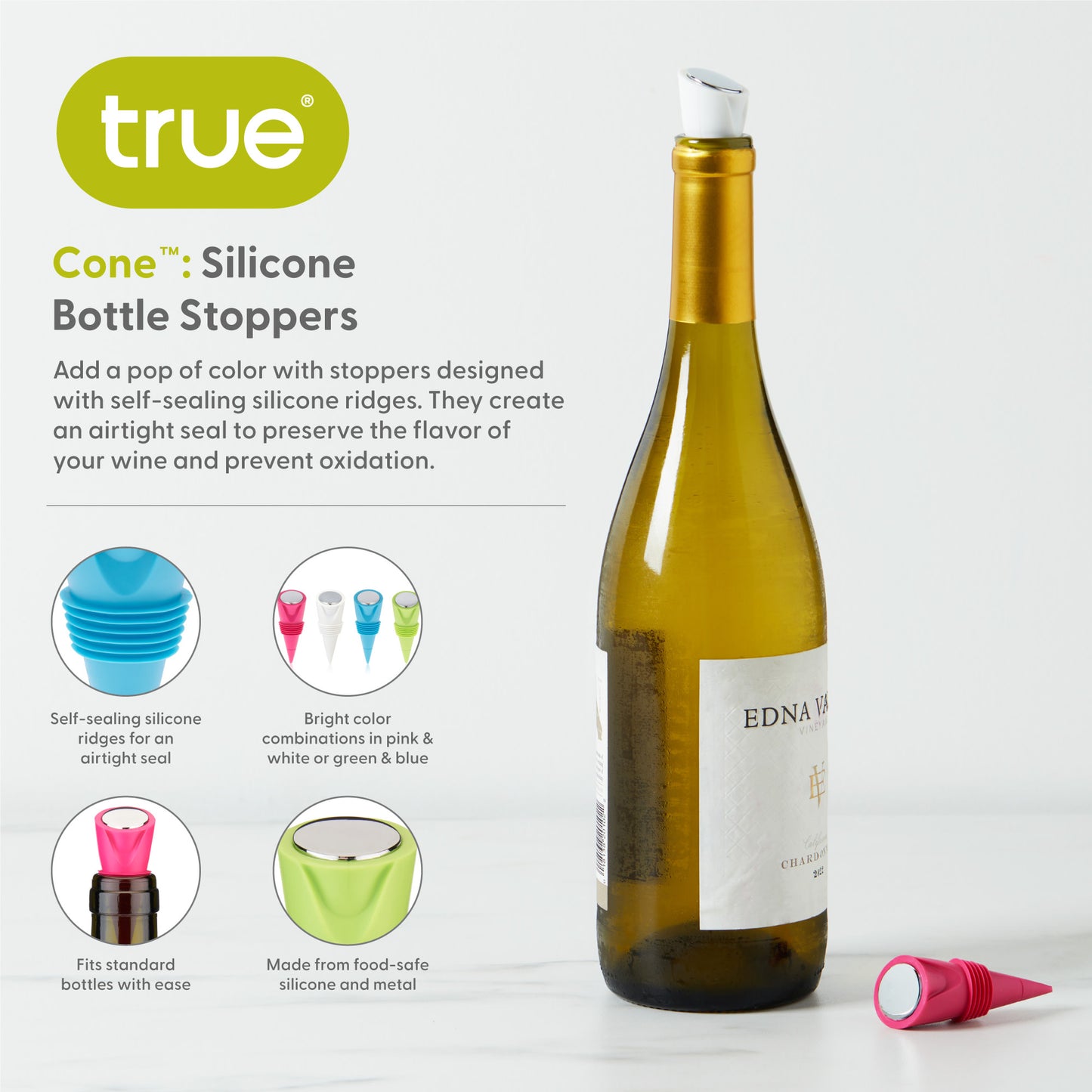 Cone Silicone Bottle Stoppers – Set of 2