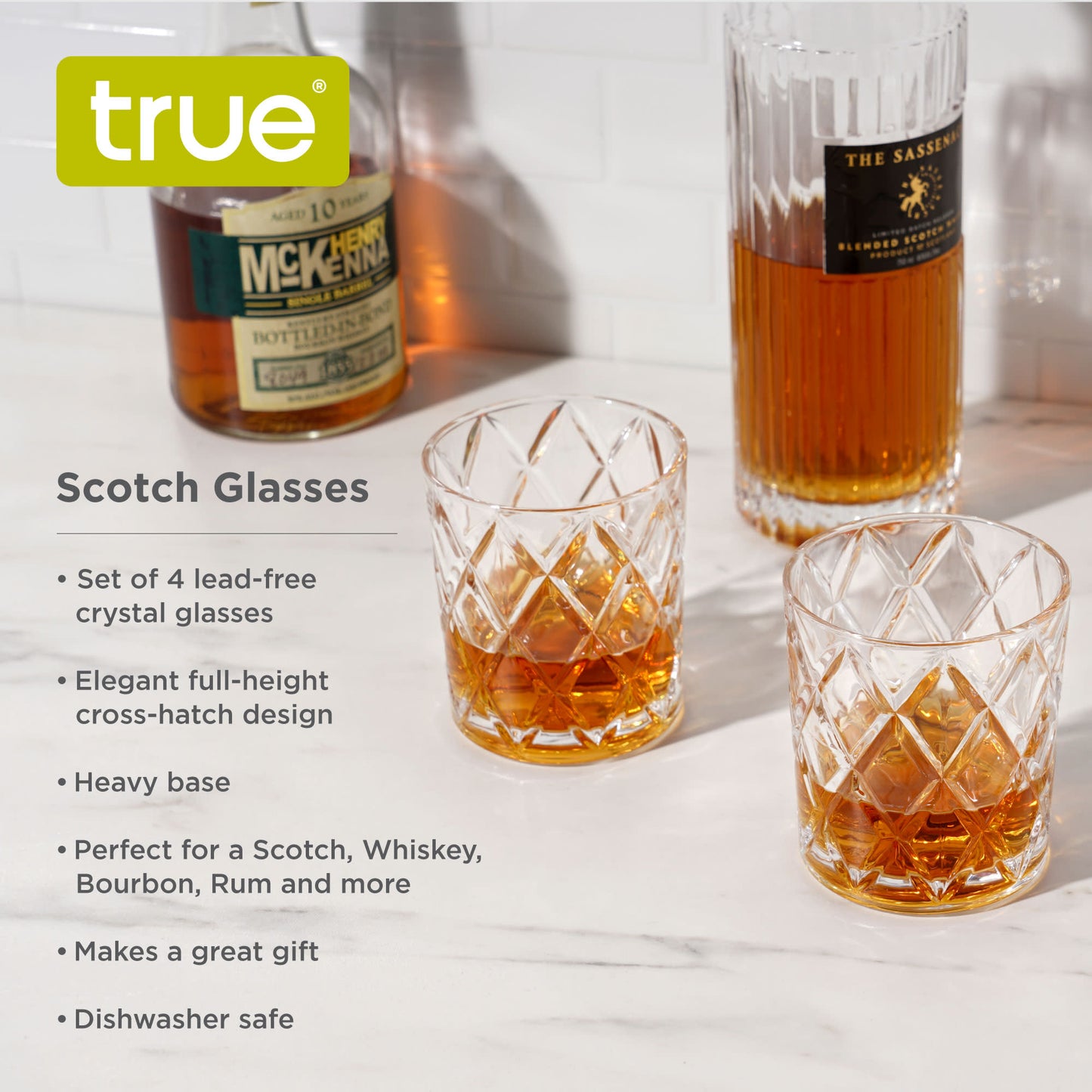 Diamond-Cut Scotch Glasses – Set of 4