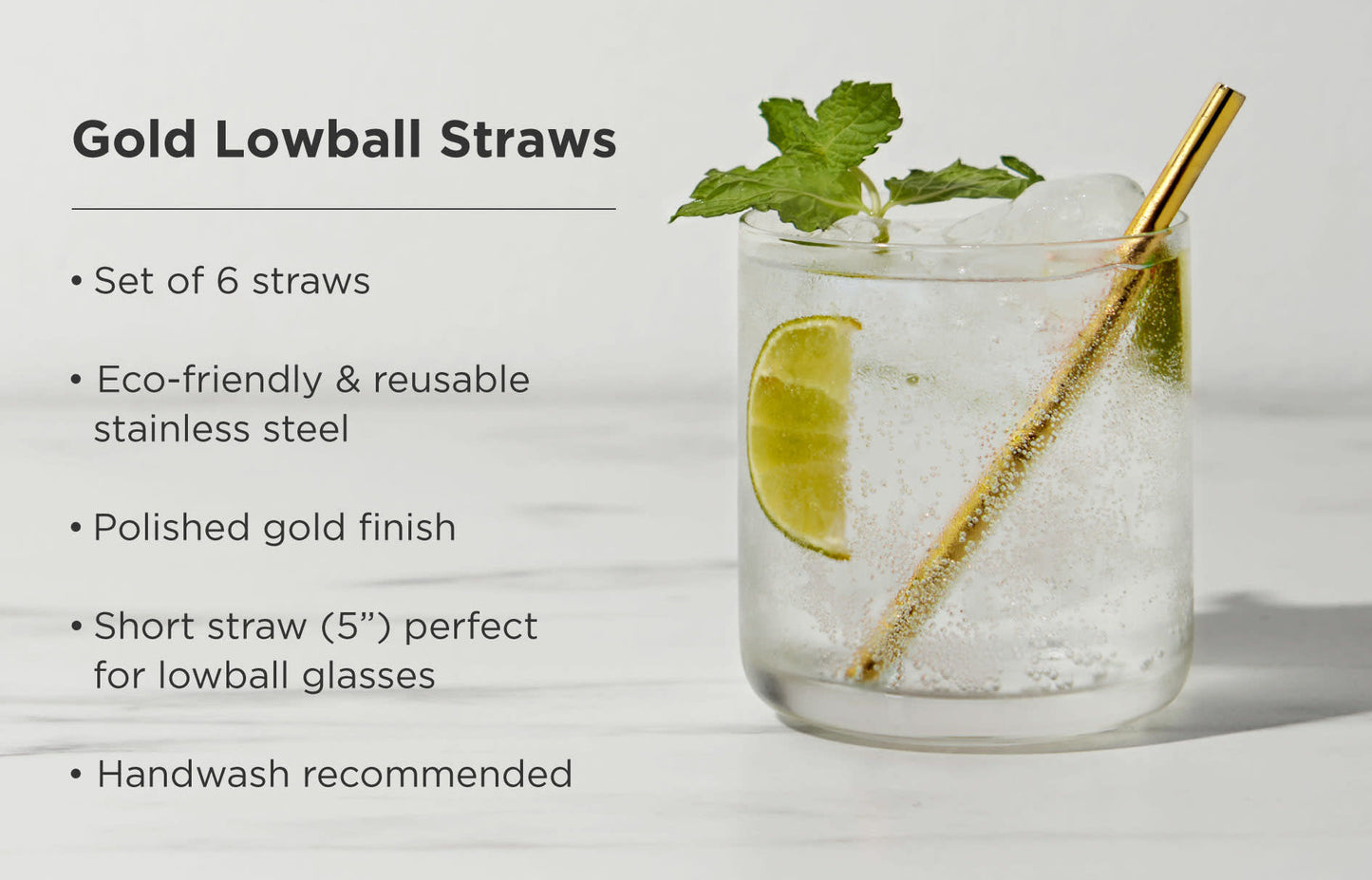 Lowball Straws - Gold