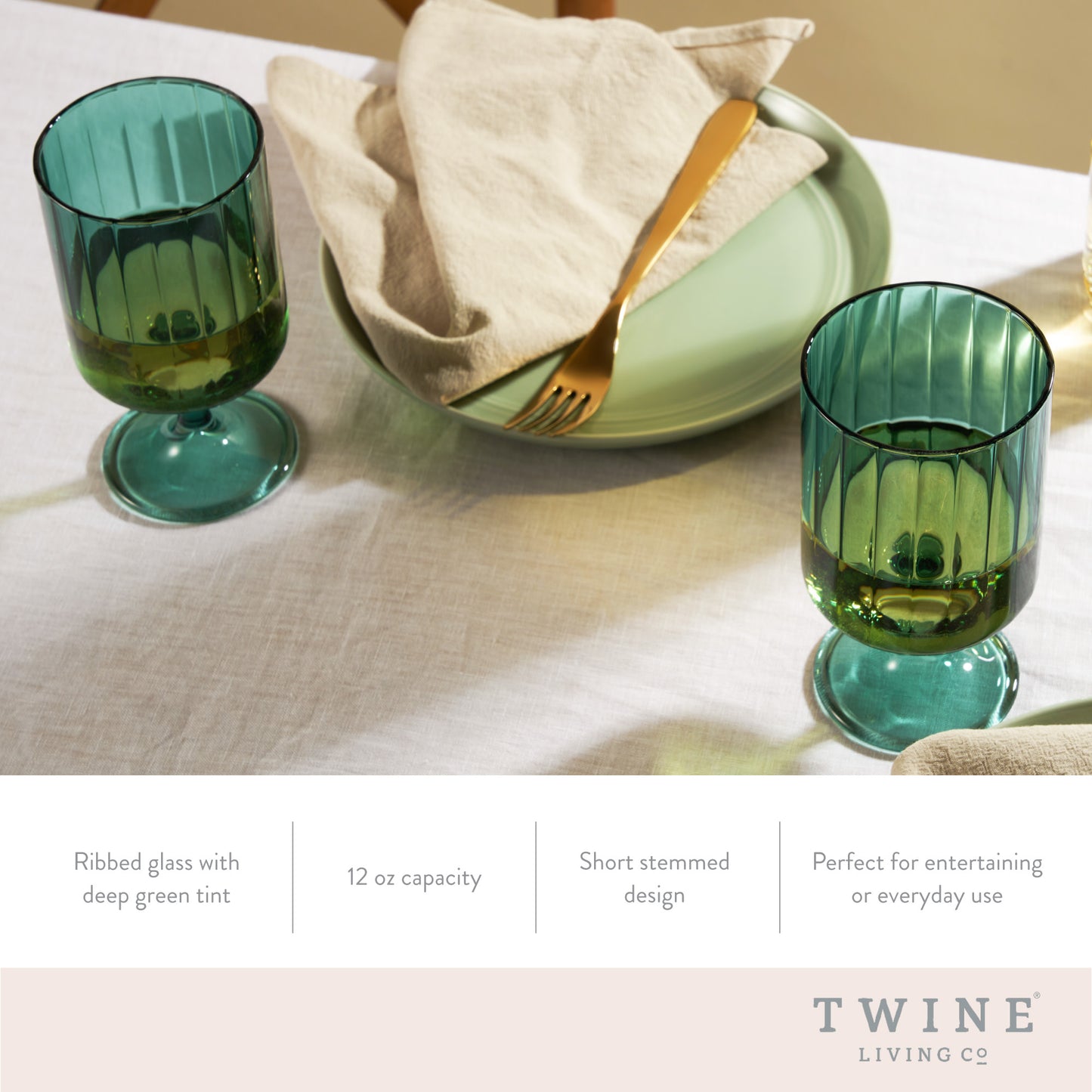 Malachite Stemmed Optic Tumblers – Set of 2