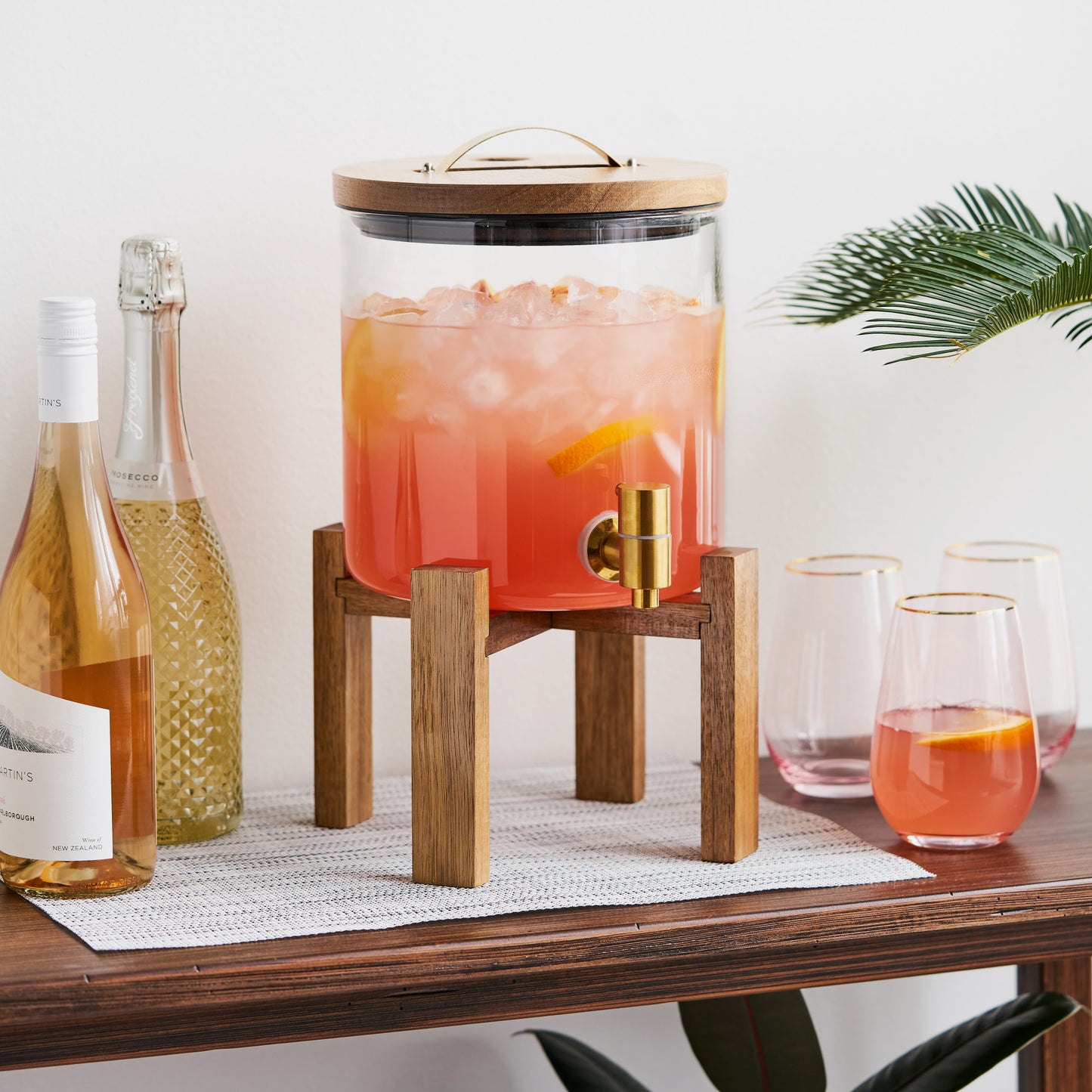 Modern Manor Wood & Glass Drink Dispenser