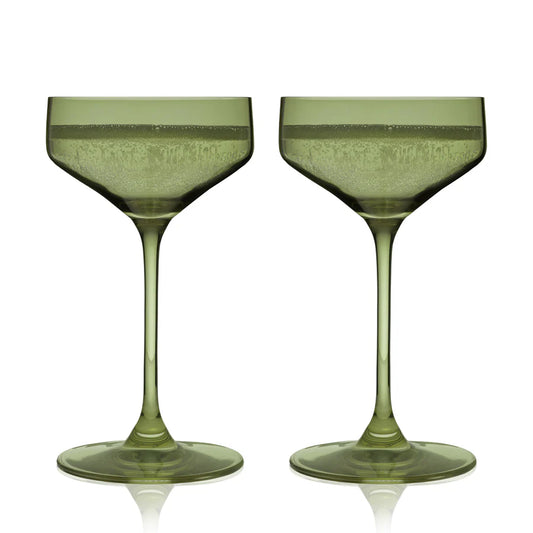 Reserve Nouveau Crystal Coupes in Sage – Set of 2