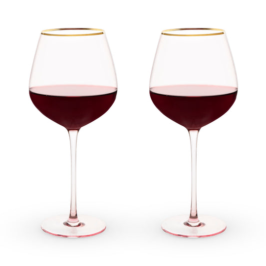 Rose Crystal Red Wine Glass - Set of 2