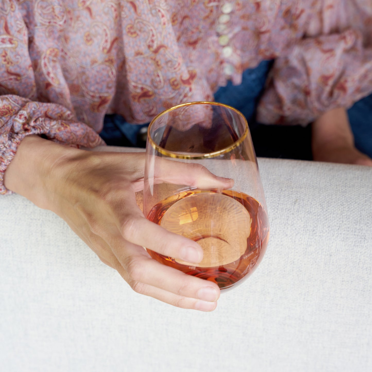 Rose Crystal Stemless Wine Glass - Set of 2