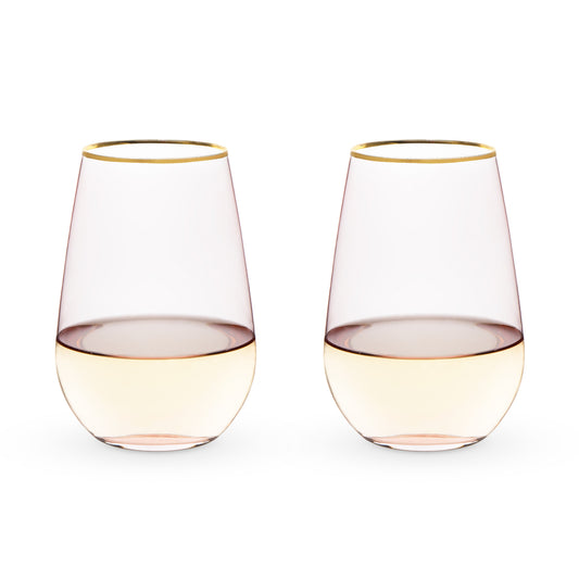 Rose Crystal Stemless Wine Glass - Set of 2