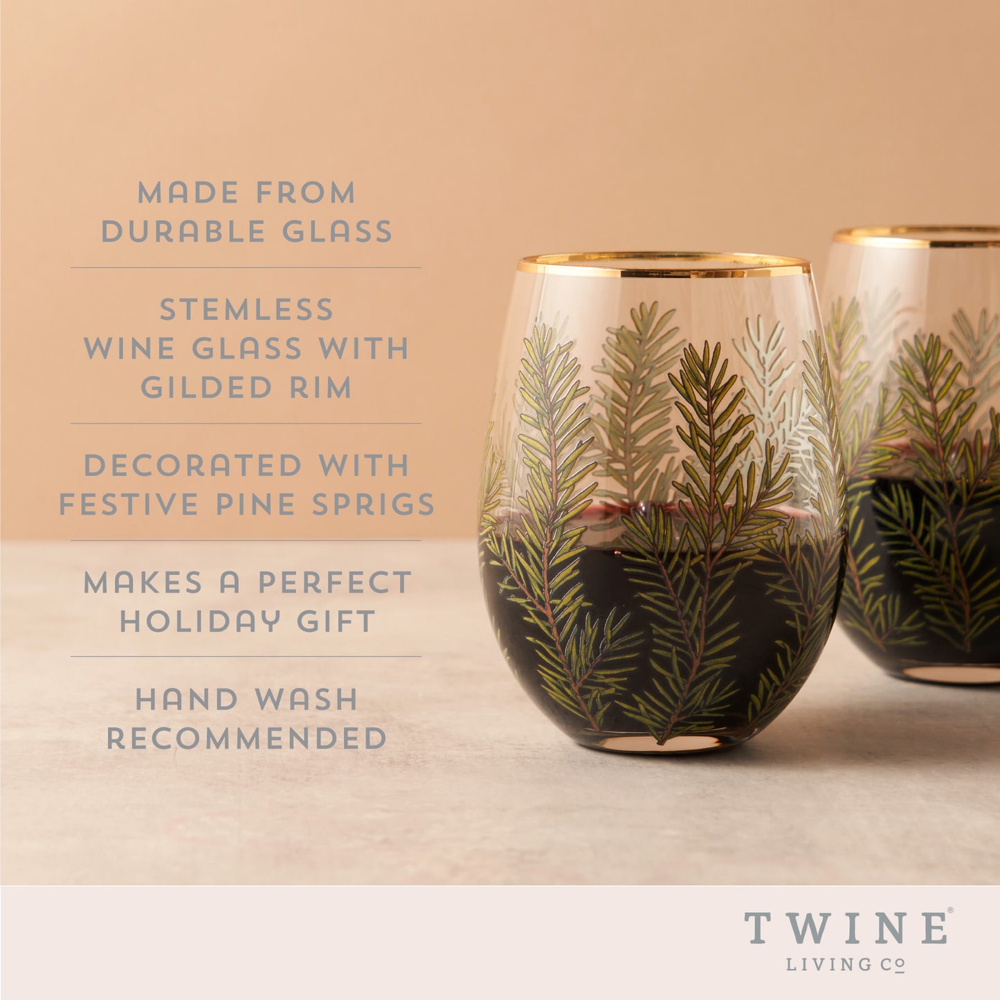 Woodland Stemless Wine Glass - Set of 2