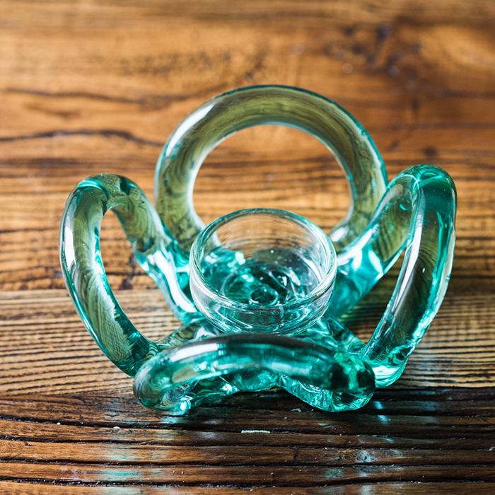 Qingtan Flower Hand-Blown Glass Candle Holder