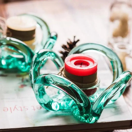 Qingtan Flower Hand-Blown Glass Candle Holder