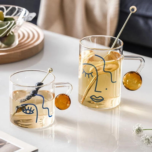 Abstract Glass Mug - Available As Set